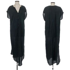 GAP Body Voile Dolman Shirt Sheath Dress Button Up Sheer Lightweight True Black